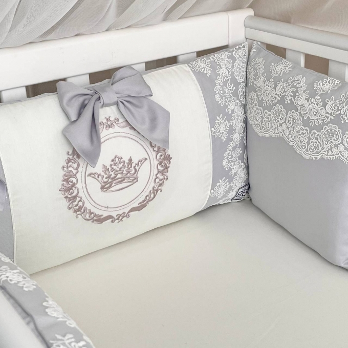 Set lenjerie Patut Copii Bebe 8 piese Classic Gri (7)